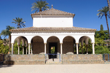 Wall Mural - Seville (Spain). Pavilion of Charles V in the gardens of the Real Alcázar of Seville