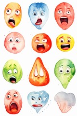 Poster - A group of diverse faces showing various emotions. Suitable for psychology or diversity concepts