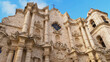 Havana Cathedral or Saint Christopher Cathedral in Old Havana, Cuba. Havana Cathedral built in the Cuban Baroque style. Front facade of Havana Cathedral. Tourism on the island of Cuba. Bottom view