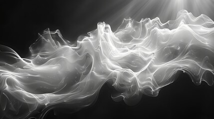 Aufkleber - Black background with abstract swirls of white smoke.