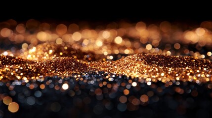 Wall Mural - Black background with golden confetti