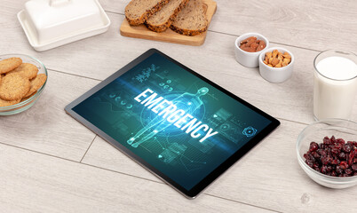 Wall Mural - Tablet Pc with fruits, medical concept concept