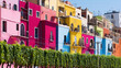 A row of colorful houses and buildings in Italy
