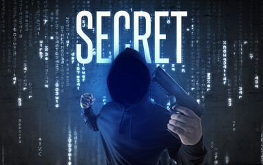 Poster - Faceless hacker with inscription