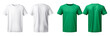 © Emre Akkoyun - Set of blank white and green t-shirts isolated on transparent background. Mockup t shirt template. Front and back.