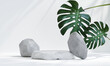 rock podium for product presentation. Natural beauty pedestal, relaxation and health, 3d illustration
