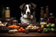 Dog Sitting in Front of a Table Full of Food Generative AI