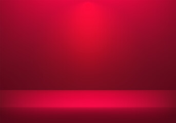 Wall Mural - Dark Red studio room background. Empty room with spotlight effect. Template mock up for display of product, Business backdrop. Vector illustration.