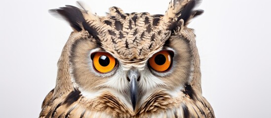 Wall Mural - A closeup of an Eastern Screech Owls face showcasing its large eyes, sharp beak, and unique adaptations for hunting. This bird of prey is a fascinating organism with a humanlike head structure