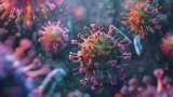 Fototapeta  - deadly 3d virus inside the human body through red and blue veins