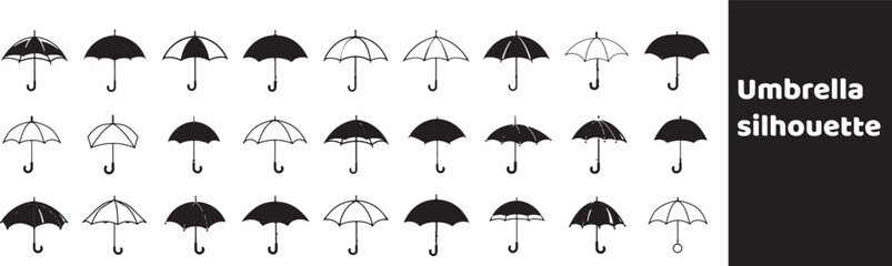 Umbrella icon set style silhouette