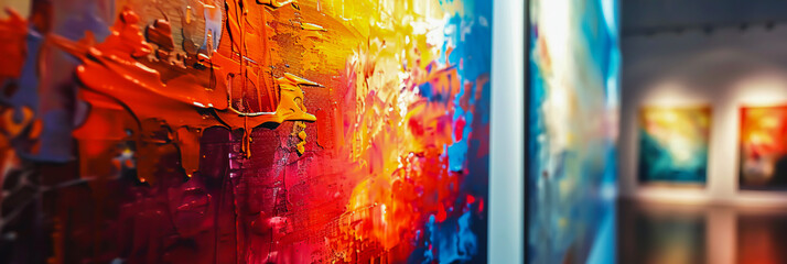 Poster - A piece of fine art displayed in a gallery, its colors vibrant under the gallery lighting.