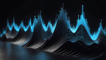 digital blue sound wave on black background.