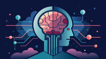 Wall Mural - abstract concept of artificial intelligence with human profile