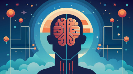 Wall Mural - abstract human brain and cosmic connection illustration