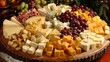 Platter of artisanal American cheeses, grapes, and meats for a gourmet culinary experience, showcasing a variety of sustainable, quality products