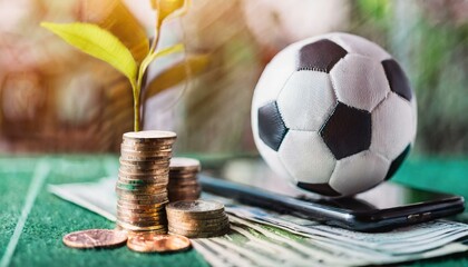 Wall Mural - soccer ball and euro banknotes