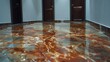 Beautiful and modern marble floor covering with epoxy and resin. Expensive but long life. Generative AI