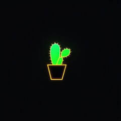 Wall Mural - cactus neon icon. neon style. cactus. cactus neon icon. neon style. cactus. cactus in neon light in the shape of a plant.