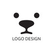 simple black bear face for logo design