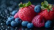 A bonanza of ripe berries strawberries, raspberries, and blueberries. AI generate illustration