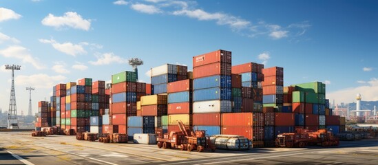 Stacks of Container Cargo in Container Logistics Industrial Port