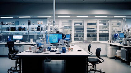 Wall Mural - modern science laboratory interior with research desks and analytic