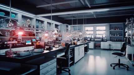 Wall Mural - modern science laboratory interior with research desks and analytic