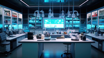 Wall Mural - modern science laboratory interior with research desks and analytic