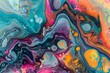 Abstract fluid art background with vibrant marbled colors, creative experimental acrylic pour