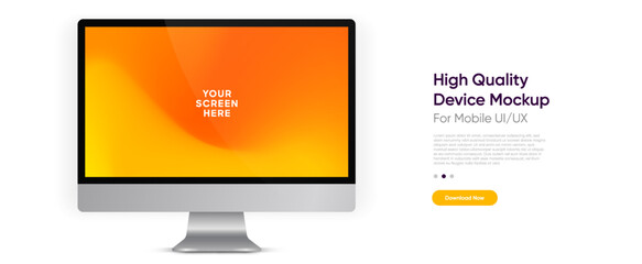 Aufkleber - 3d high quality realistic device mockup. Computer monitors, laptops, tablets and mobile phones. Electronic gadgets isolated on white background for ui ux, presentation, mobile apps