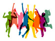 © Robert Kneschke - Bunte Silhouetten von jubelnden und vitalen Menschen vieler Generationen