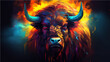 Buffalo illustration colorful head wallpaper hd / You can find other images using the keyword aibekimage