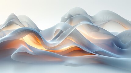 Wall Mural - White and Orange Abstract Background With Wavy Lines