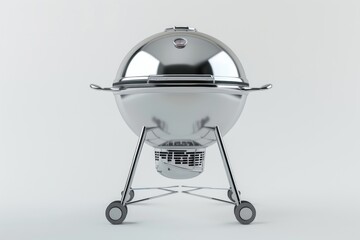 Wall Mural - chrome style BBQ grill on a white background