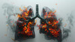 Lungs battling disease from vibrant dust a story of minimal aesthetics versus hidden affliction highlighting natures unseen challenges unique hyper realistic illustrations