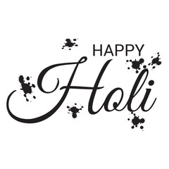 Poster - Happy Holi greeting card. Hand drawn lettering. Vector illustration. Hand-drawn cursive font text - Happy Holi . black letters, white background. Lettering typography poster, vector, design logo.