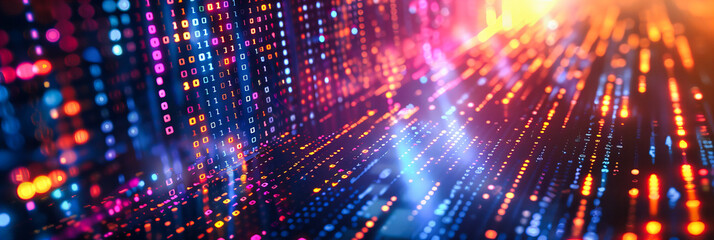 Blue Digital Network and Coding Abstract, Futuristic Technology and Science Concept Background