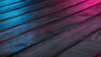 Wall Mural - wood texture Close up wooden background neon light pink blue light background