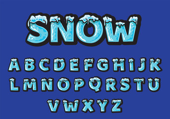 Wall Mural - Ice font. Cartoon vector graffiti letters with snow on top