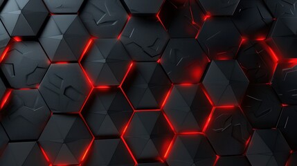 Wall Mural - Abstract black metal background hexagon modern tech theme AI generated image