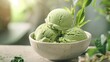Matcha green tea ice cream a refreshing flavor with a vibrant green hue and a subtly bitter aftertaste