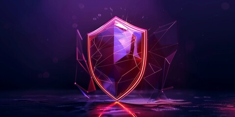 Wall Mural - Abstract polygonal security shield. Minimal poly