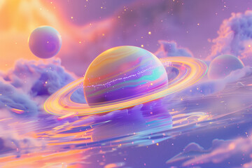 Wall Mural - Planets, stars and galaxies in outer space