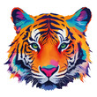 Colorful tiger head isolated on transparent or white background, vector illustration