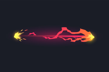 Wall Mural - Cartoon laser gun beam. Alien combat weapon rays. Futuristic shot effect. Destructive plasma flow. Bomb blaster attack explosion.  game element