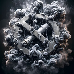 Wall Mural - A close view of smoke swirling around a forbidden sign, highlighting the toxic nature of tobacco addiction