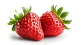 Fototapeta Natura - strawberries isolated on white background. One strawberry