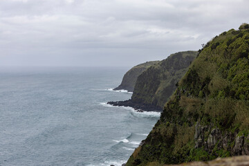 Wall Mural - Atlantic Ocean and Coastline in the Northeast of the island of Sao Miguel. Azores, Portugal.