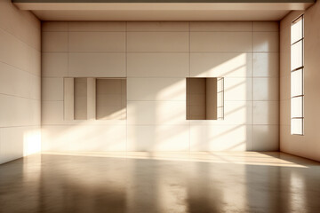 Sticker - Modern glass wall room with natural light and shadows